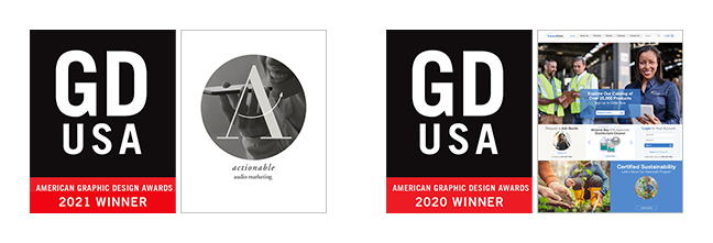 American Graphic Design Awards 2021 and 2020 - Very Memorable, Branding + Internet Design