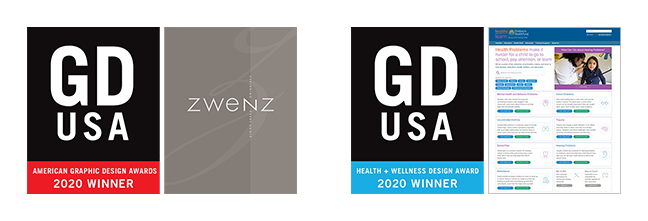 American Graphic Design Awards 2020 and Health + Wellness 2020 - Very Memorable, Branding + Internet Design